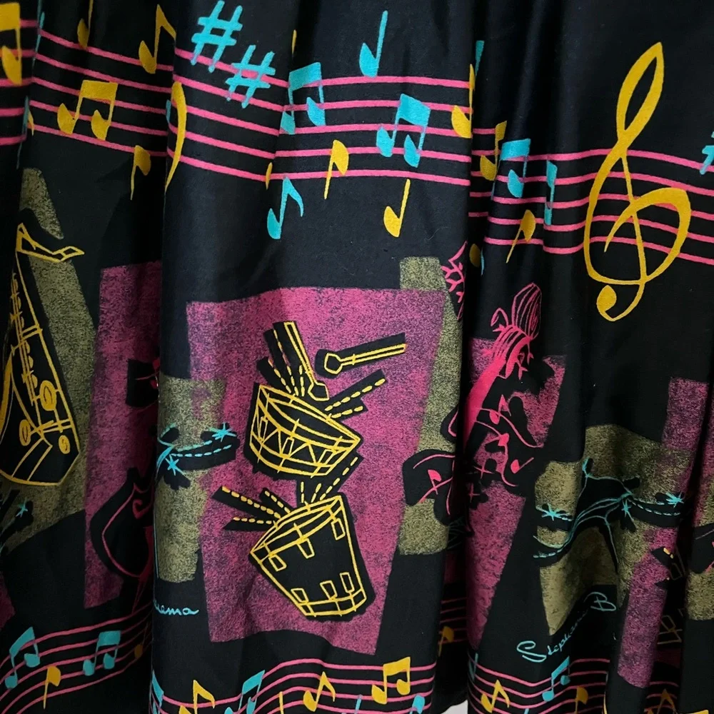Pinup Couture Black Skirt with Musical Print - Picture 2 of 3